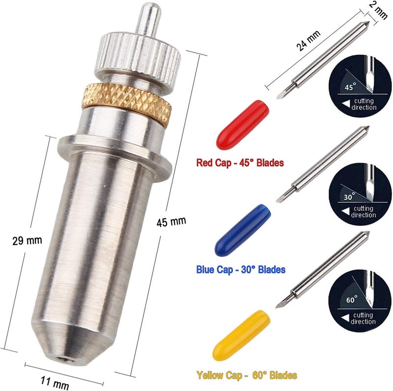 ADVcer 15pcs 30/45 / 60 Degree Vinyl Cutter Blades with Cut Blade Holder - All Purpose for GCC Vinyl Film Cutter Plotter Cutting Machines (ZEC-U1005, Dia. 2.0 mm, Offset Value 0.25mm) - Image 3